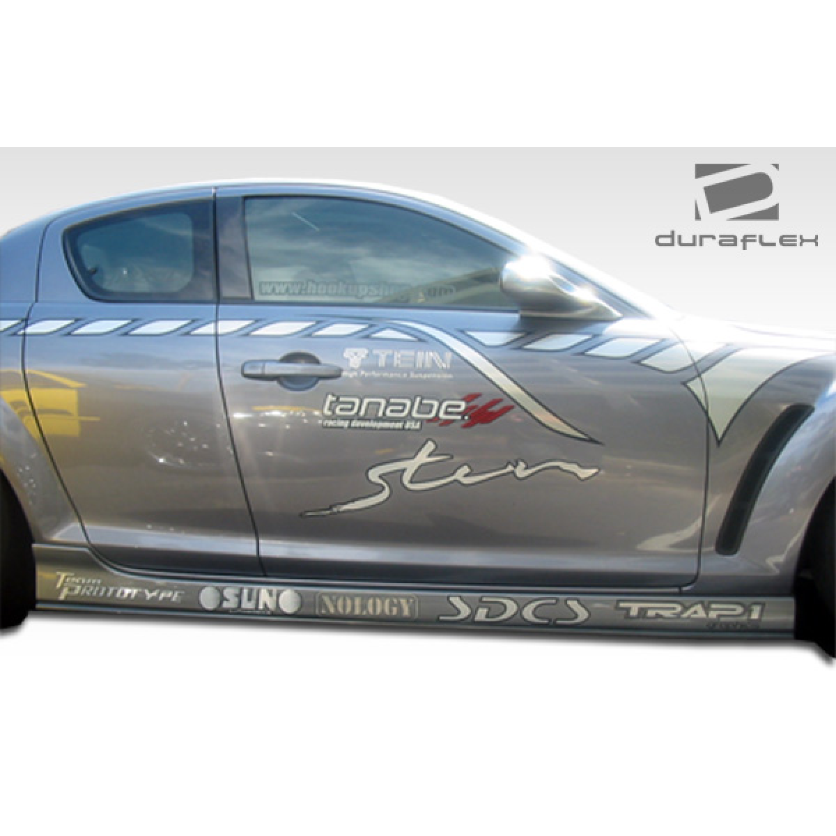 Modify your Mazda RX-8 2004 with our Exterior/Side Skirts - Side view angle of the vehicle showcased