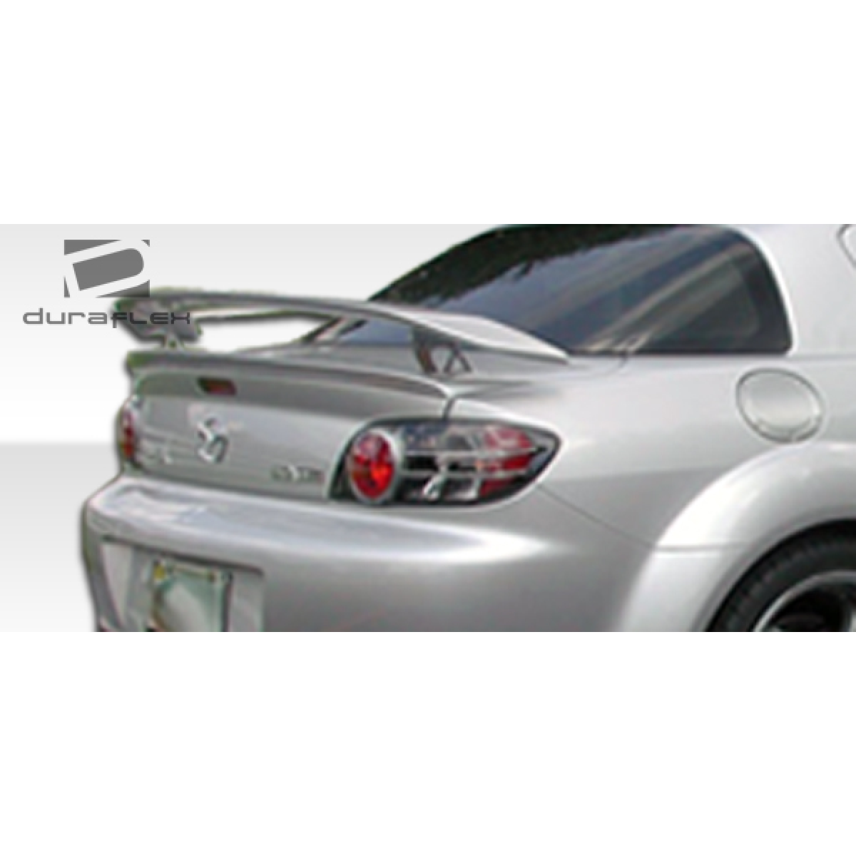 Modify your Mazda RX-8 2004 with our Exterior/Wings - Rear view angle of the Mazda RX-8 trunk spoiler