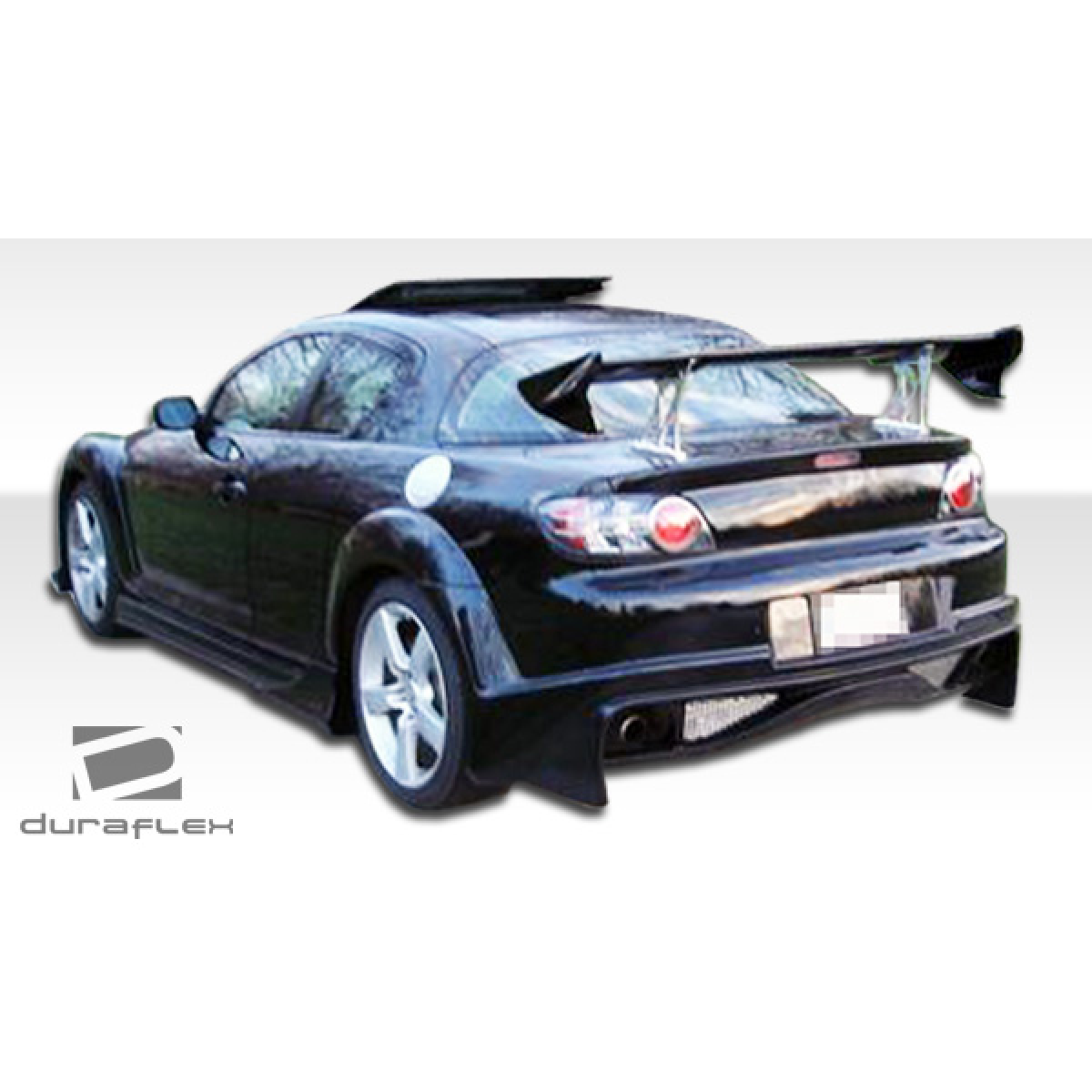 Modify your Mazda RX-8 2004 with our Exterior/Rear Bumpers or Lips - Rear view angle of the vehicle from the side