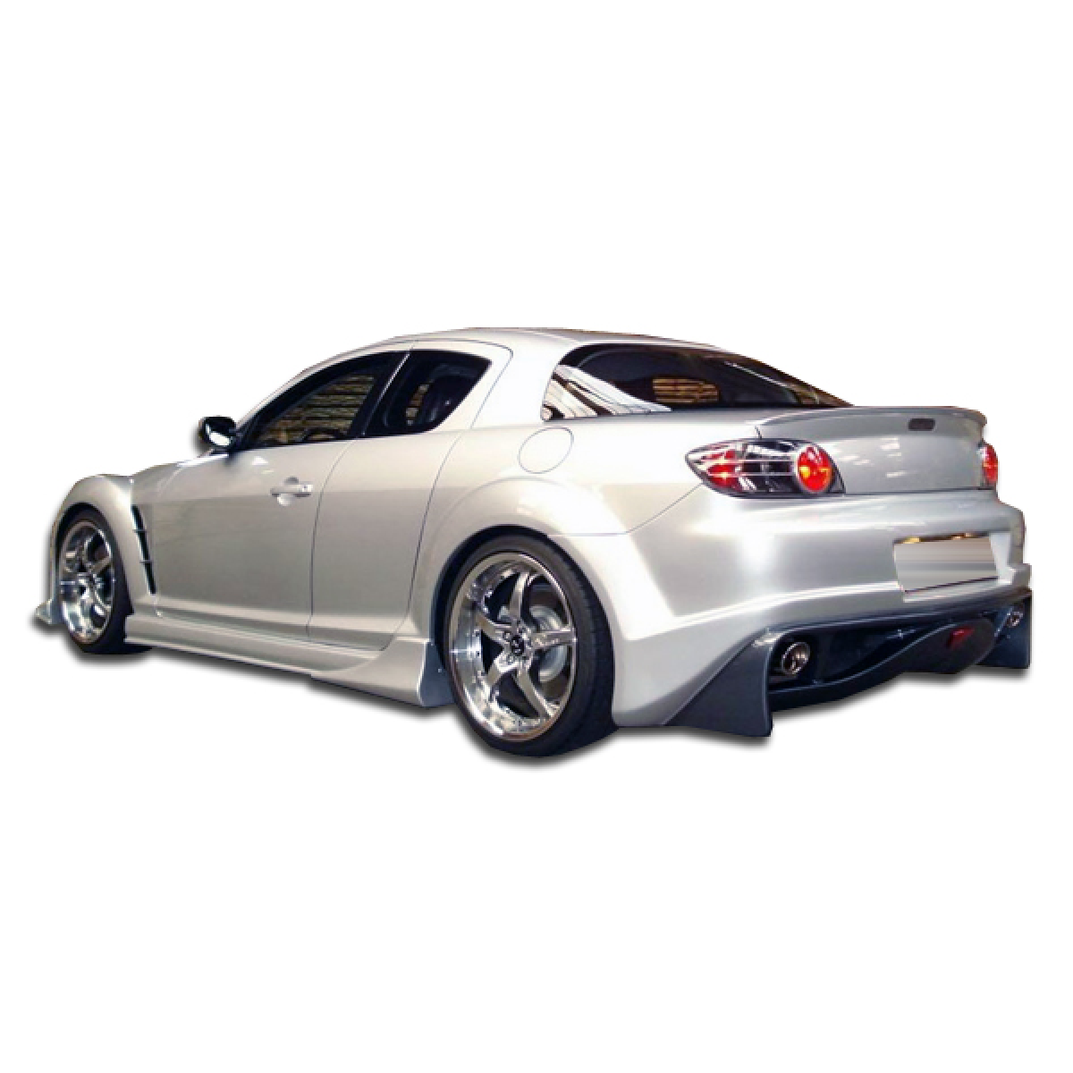 Modify your Mazda RX-8 2004 with our Exterior/Rear Bumpers or Lips - Side and rear angle view of the Mazda RX-8