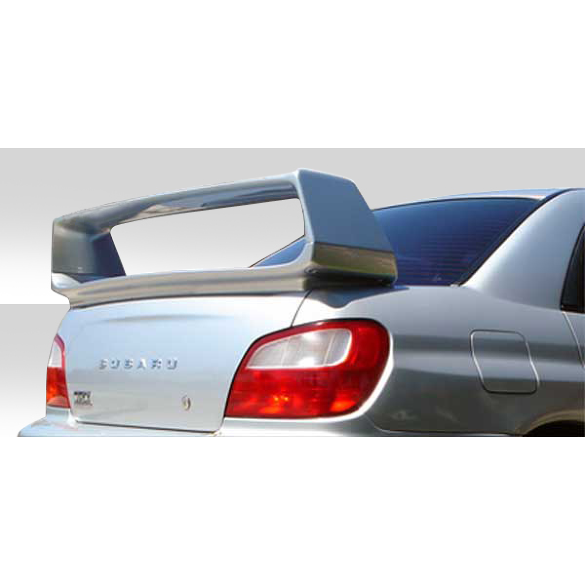 Modify your Subaru Impreza 2002 with our Exterior/Wings - Rear view angle showing wing on Subaru Impreza