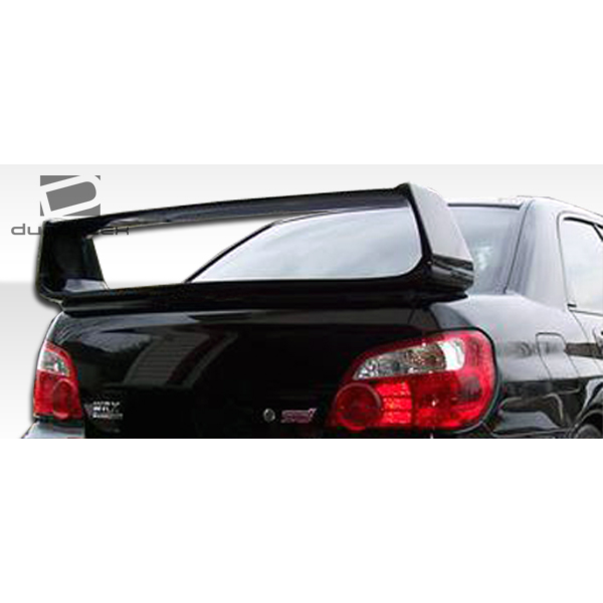 Modify your Subaru Impreza 2002 with our Exterior/Wings - Top down angle of rear wing on black impresa