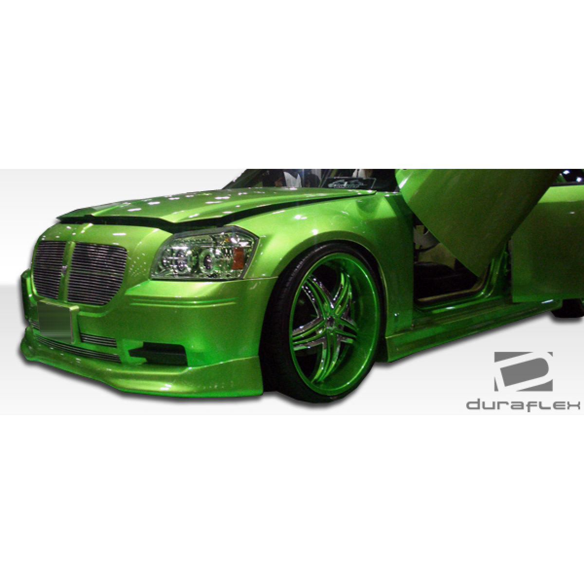 Modify your Chrysler 300 2005 with our Exterior/Complete Body Kits - Vehicle showcased at a low front angle