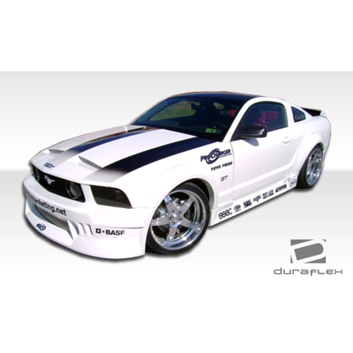 Modify your Ford Mustang 2005 with our Exterior/Side Skirts - Angled view showing front and side of vehicle