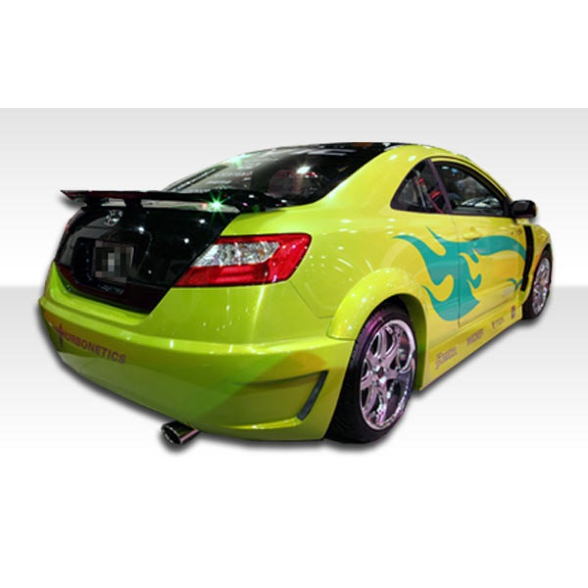 Modify your Honda Civic 2006 with our Exterior/Fenders - Rear angle view of vehicle showing fender flares