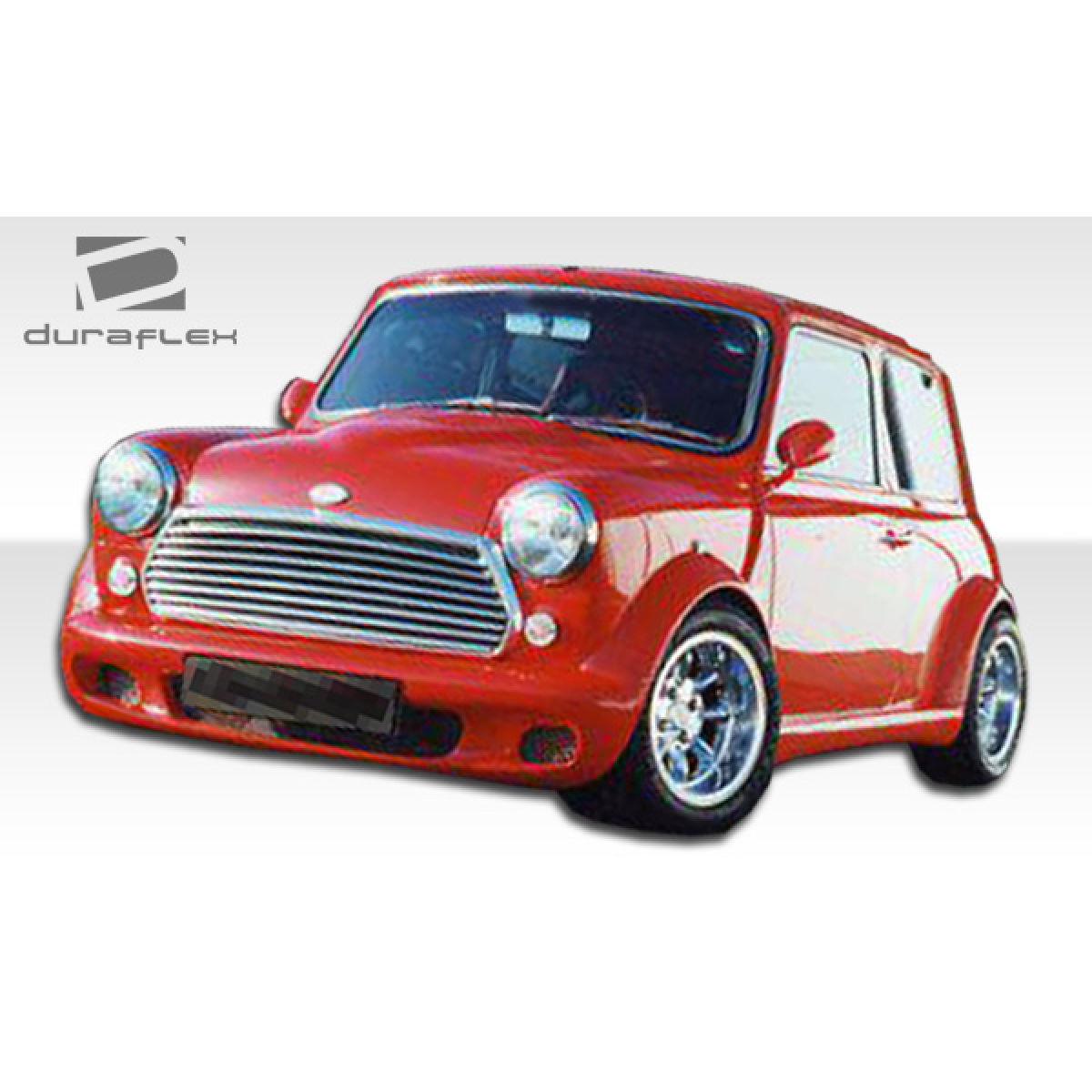 Modify your Mini Cooper 1959 with our Exterior/Front Bumpers or Lips - Front angle view of a red Mini Cooper
