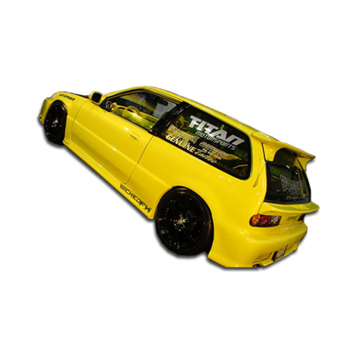 Modify your Honda Civic 1988 with our Exterior/Side Skirts - The image shows the car at a slight rear angle