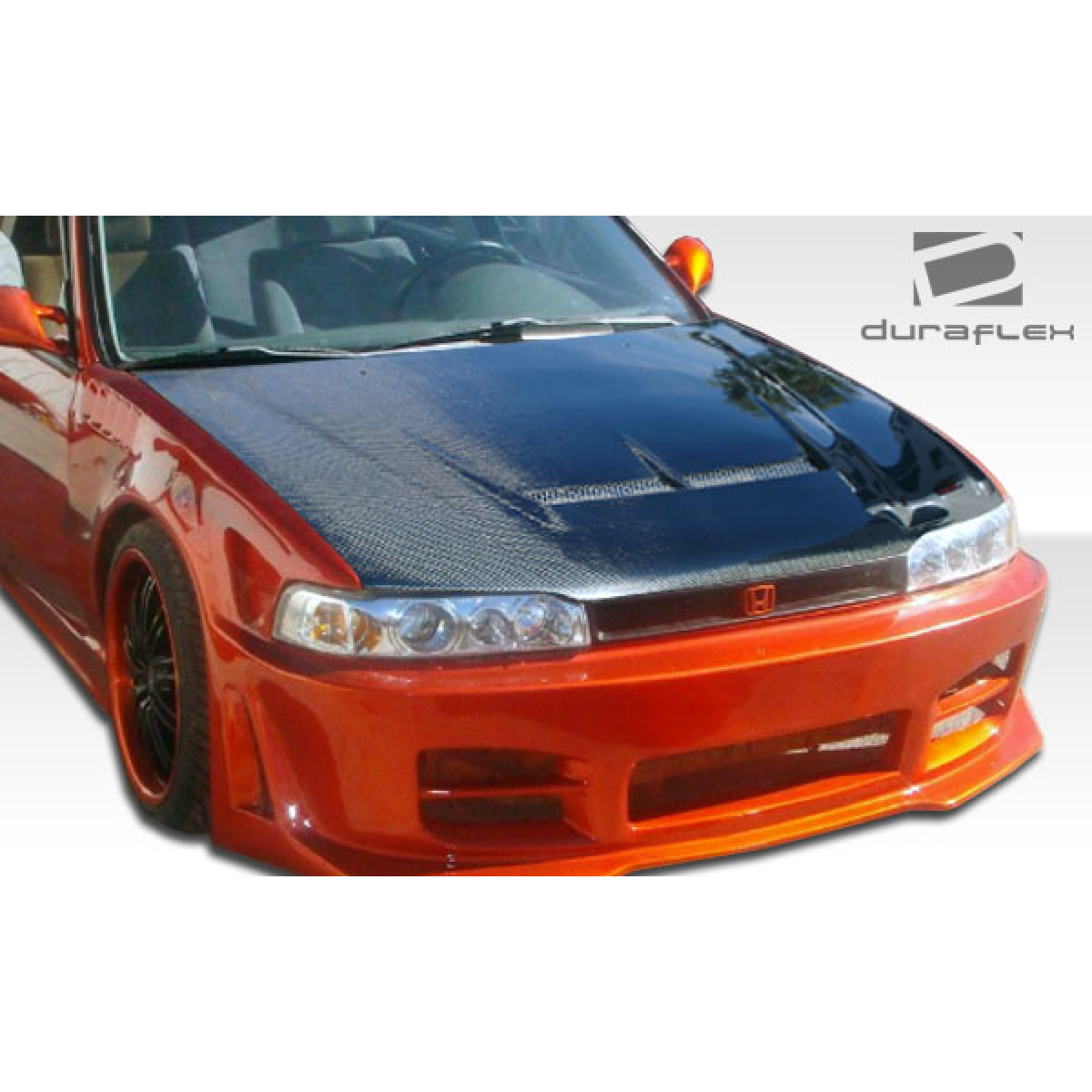 Modify your Honda Accord 1990 with our Exterior/Front Bumpers or Lips - Front angle showcasing bumper and hood design