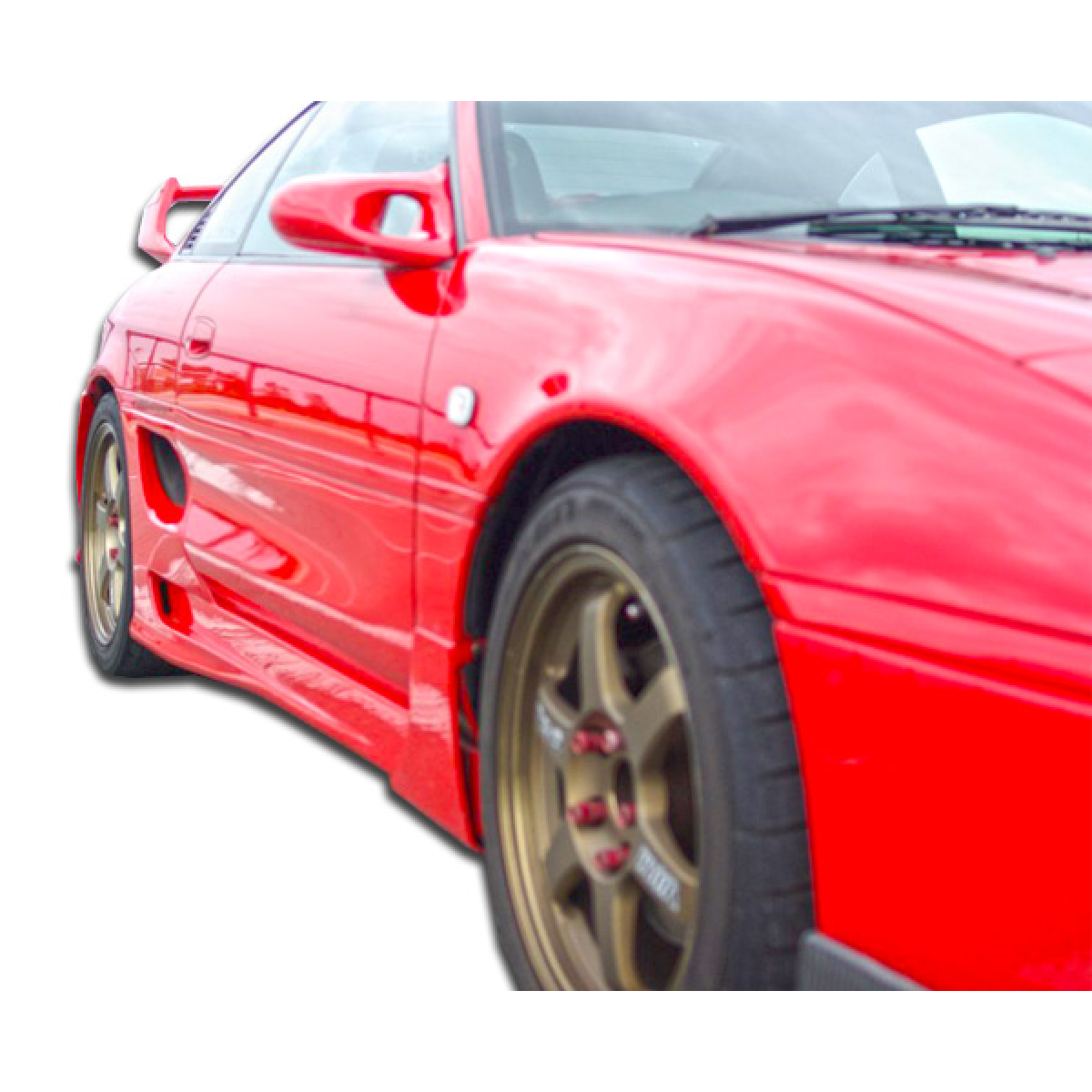 Modify your Toyota MR2 1991 with our Exterior/Complete Body Kits - Angled view of car showcasing the side skirts