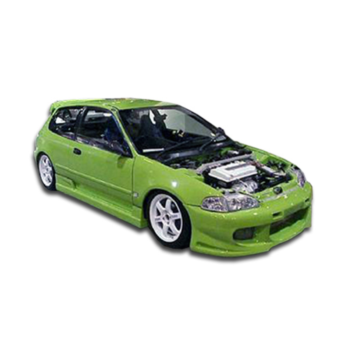 Modify your Honda Civic 1992 with our Exterior/Side Skirts - Angle shows car slightly from the front side