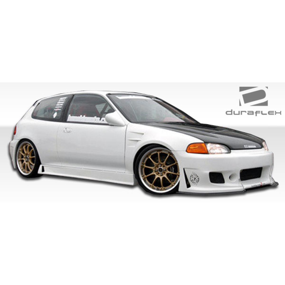 Modify your Honda Civic 1992 with our Exterior/Front Bumpers - Side angle view of a modified honda civic