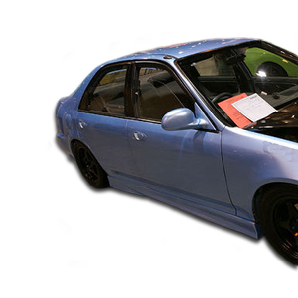 Modify your Honda Civic 1992 with our Exterior/Side Skirts - Angled view showcasing side skirts on vehicle