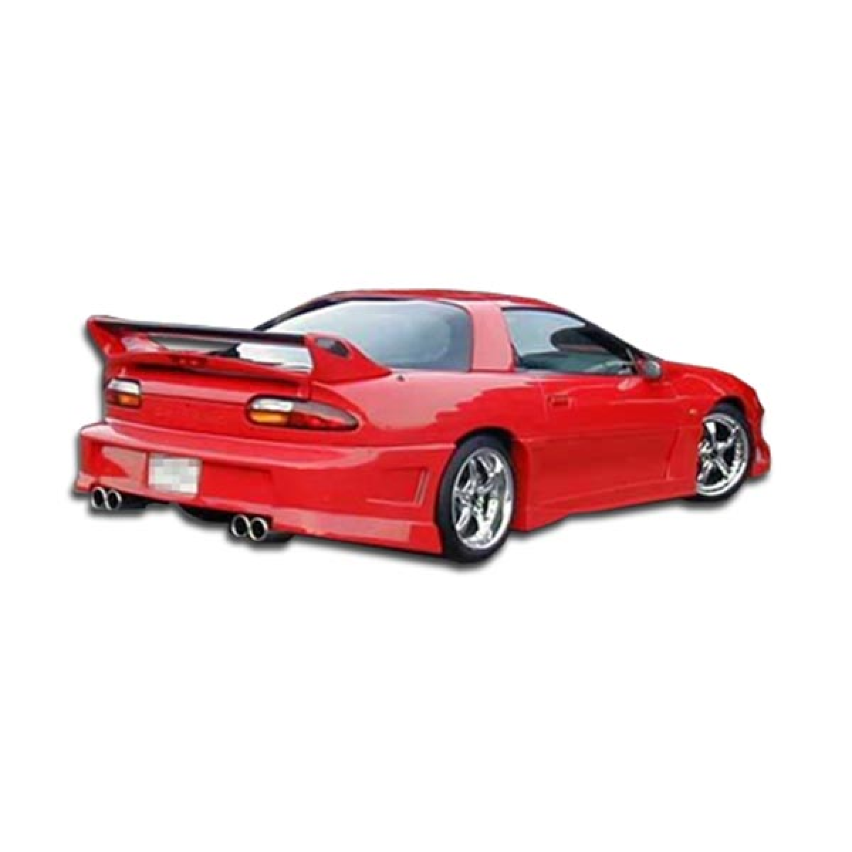 Modify your Chevrolet Camaro 1993 with our Exterior/Rear Bumpers or Lips - Rear angle view of a modified red Camaro