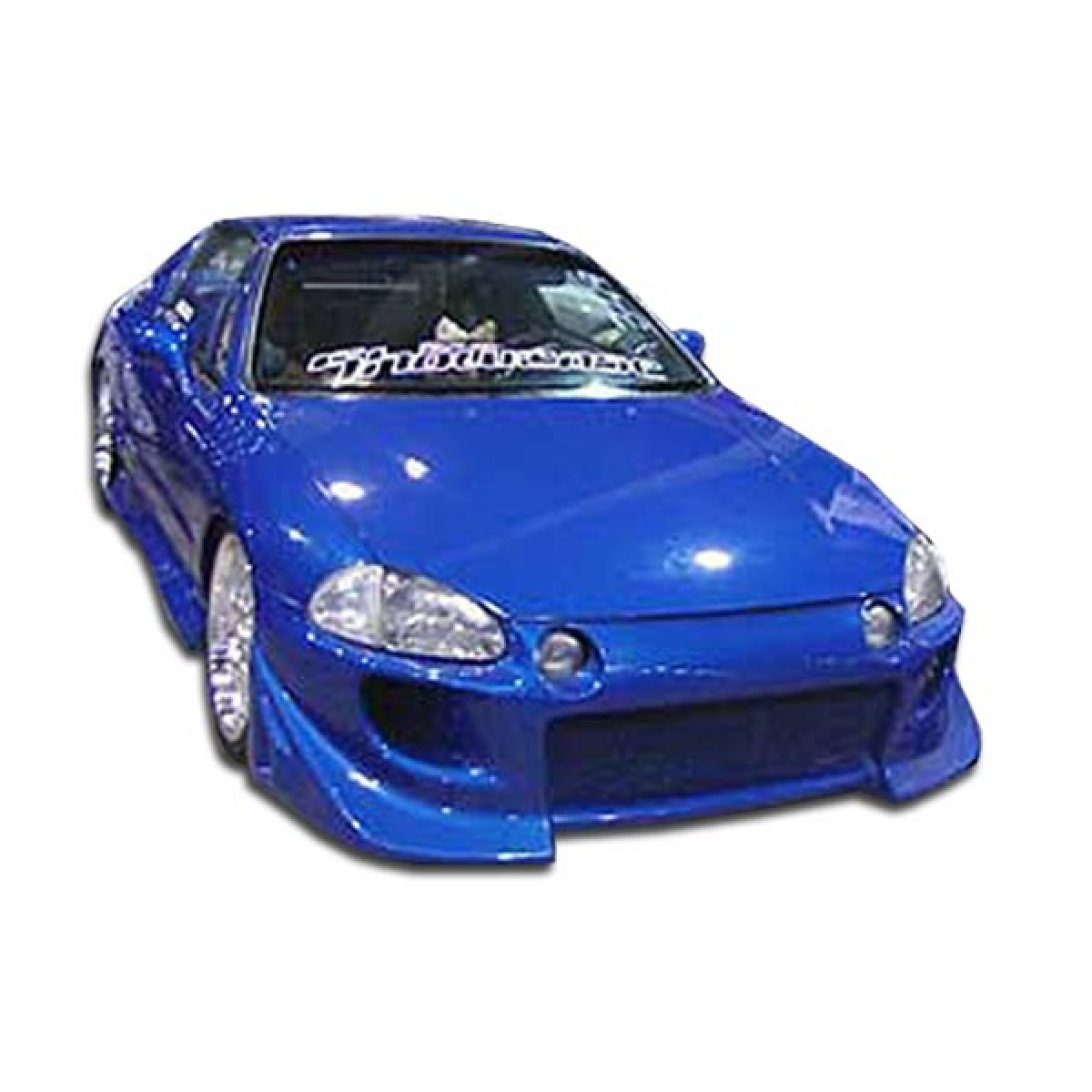 Modify your Honda Civic del Sol 1993 with our Exterior/Front Bumpers or Lips - Front angle view of a modified blue Honda Civic