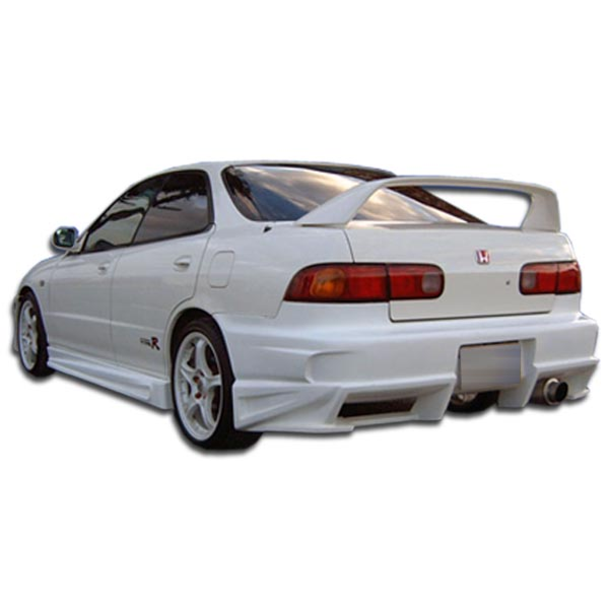 Modify your Acura Integra 1994 with our Exterior/Rear Bumpers or Lips - Image shows rear angle of the vehicle