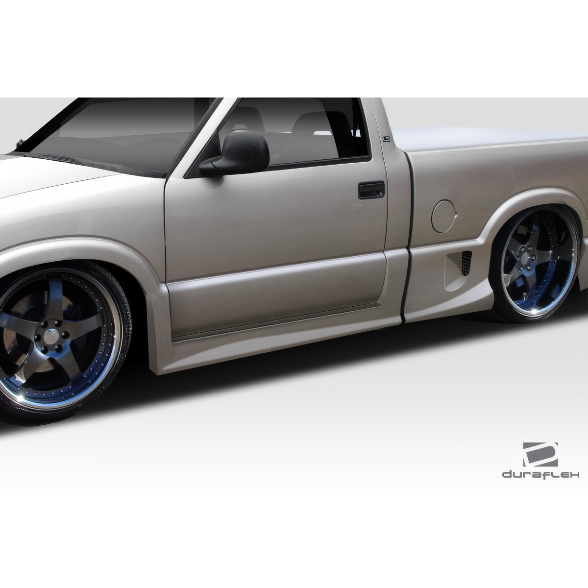 Modify your Chevrolet S10 1994 with our Exterior/Side Skirts - Side angle view of Chevrolet S10 with skirts