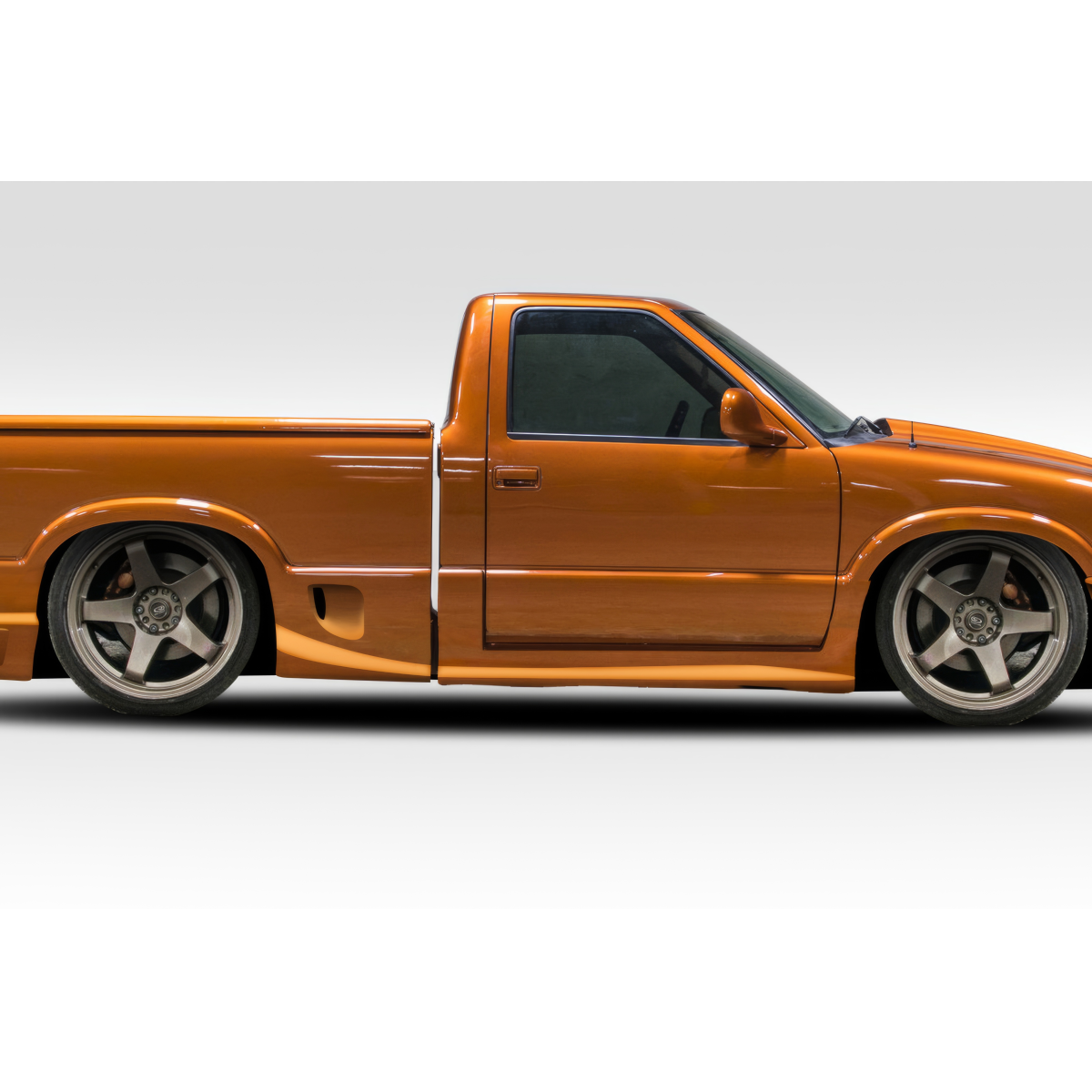 Modify your Chevrolet S10 1994 with our Exterior/Side Skirts - Side view of a lowered truck