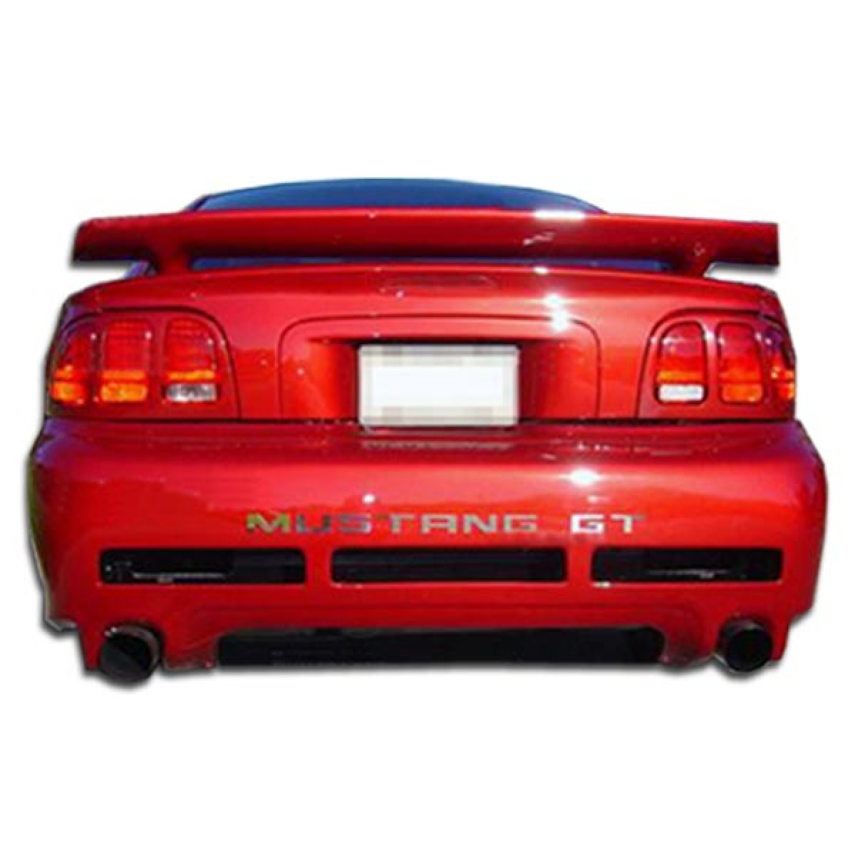 Modify your Ford Mustang 1994 with our Exterior/Rear Bumpers or Lips - Image shows rear view of vehicle at low angle