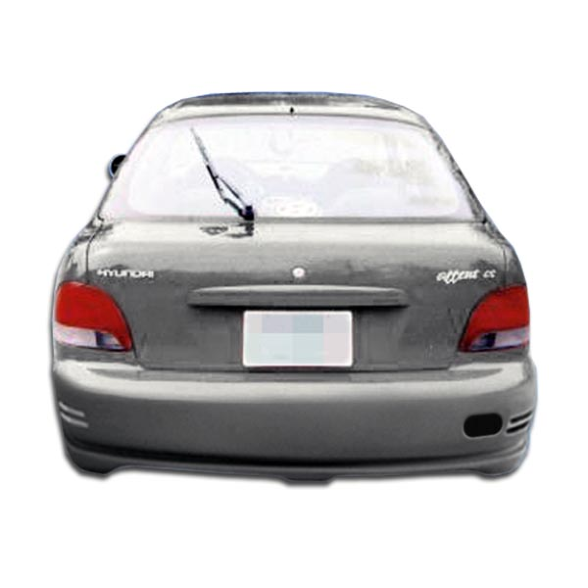 Modify your Hyundai Accent 1995 with our Exterior/Rear Bumpers or Lips - View from directly behind the vehicle