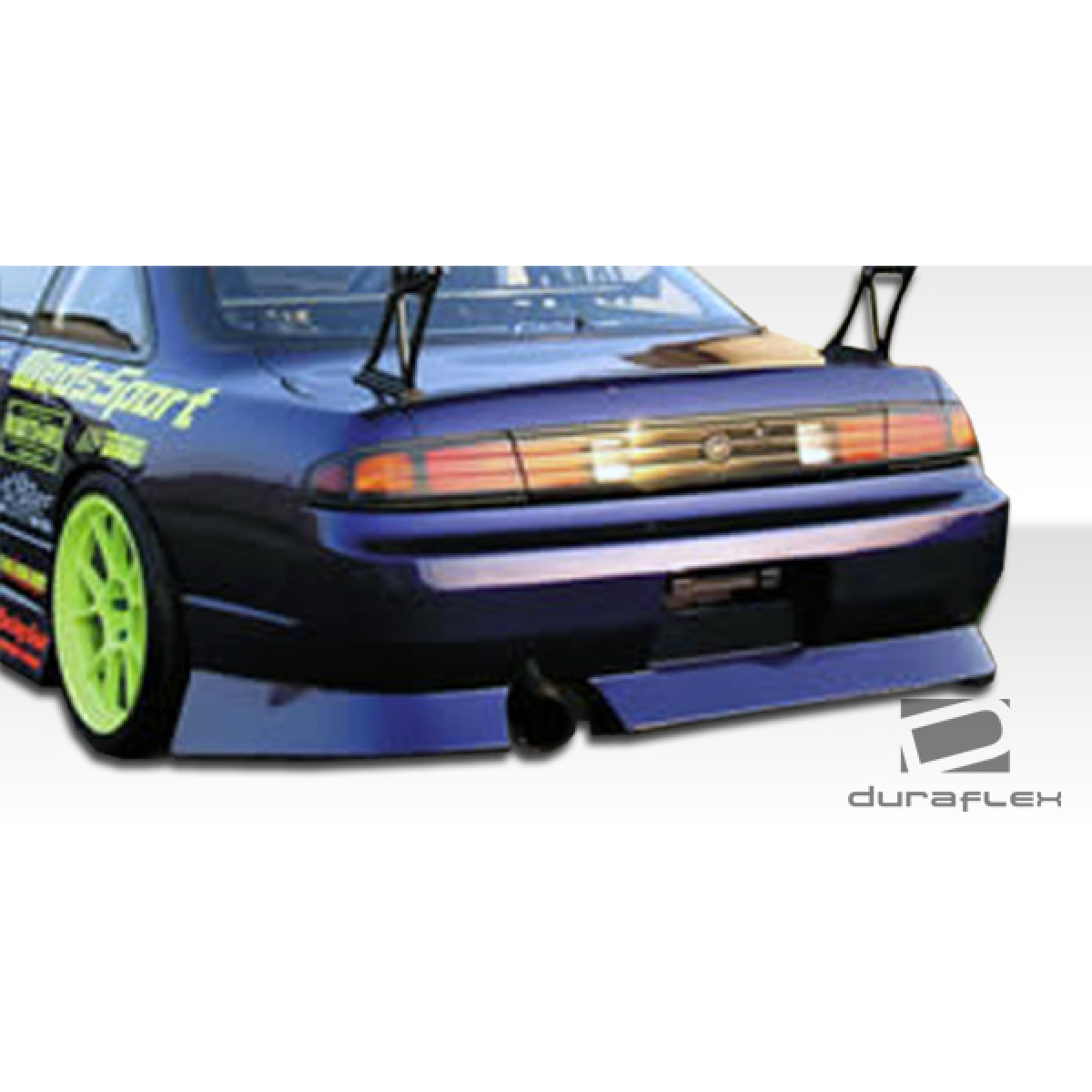 Modify your Nissan 240SX 1995 with our Exterior/Rear Bumpers or Lips - Rear angle view of a modified car bumper