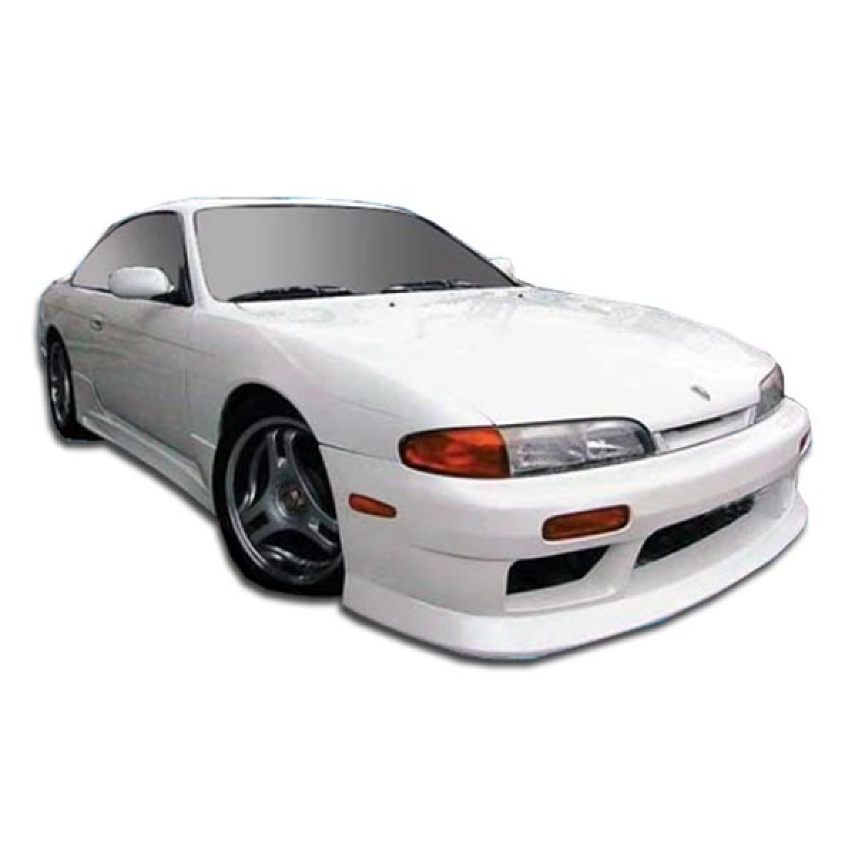 Modify your Nissan 240SX 1995 with our Exterior/Front Bumpers or Lips - Front angle view of car showing bumper design