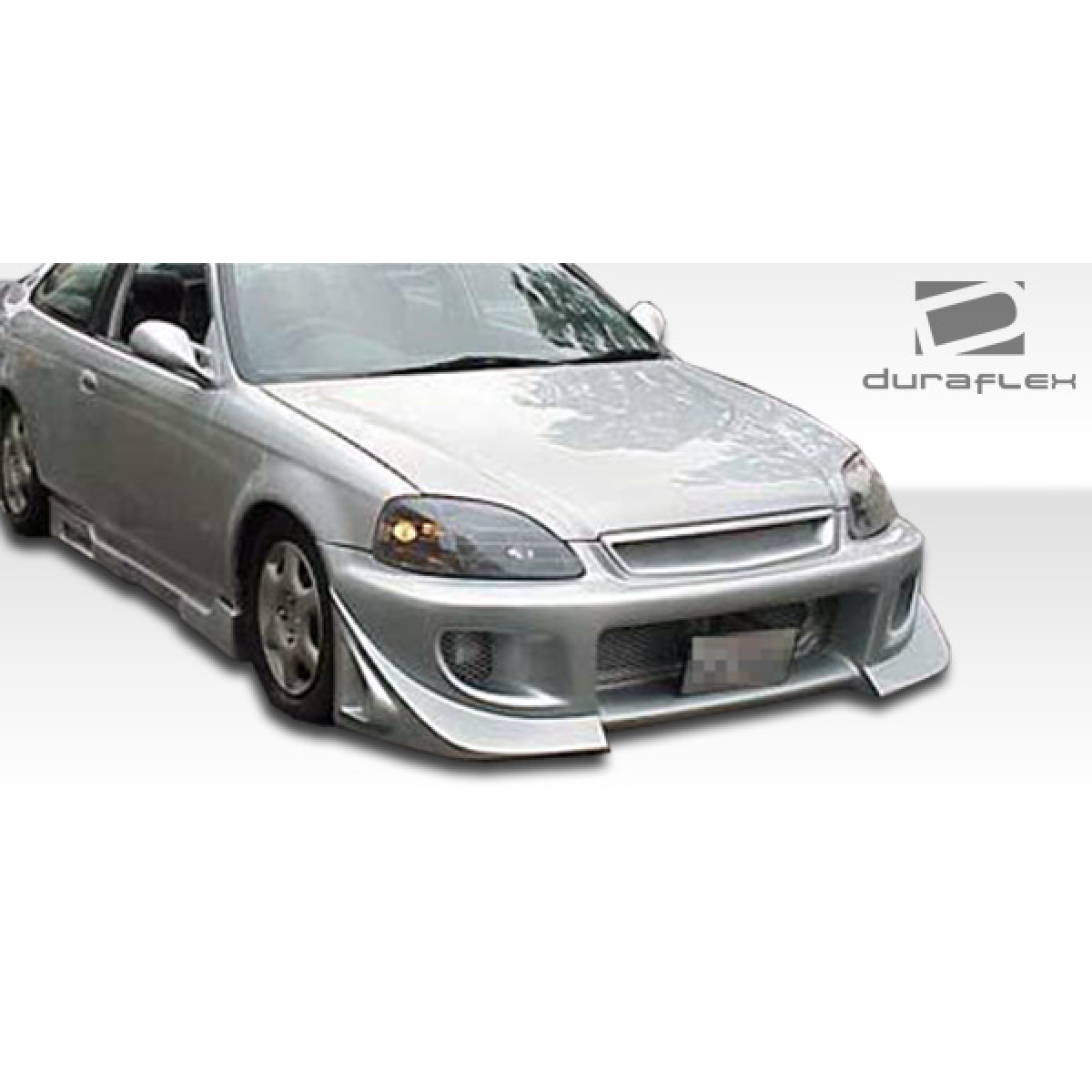 Modify your Honda Civic 1996 with our Exterior/Complete Body Kits - Front angle view of side skirts on vehicle