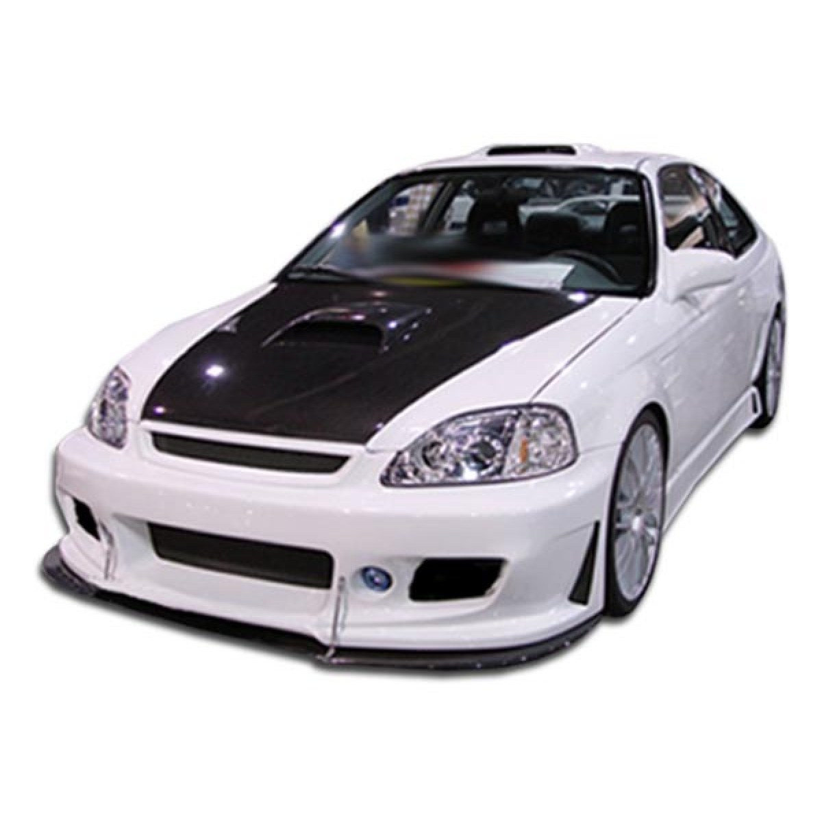 Modify your Honda Civic 1996 with our Exterior/Front Bumpers or Lips - Front view of a modified white Honda Civic