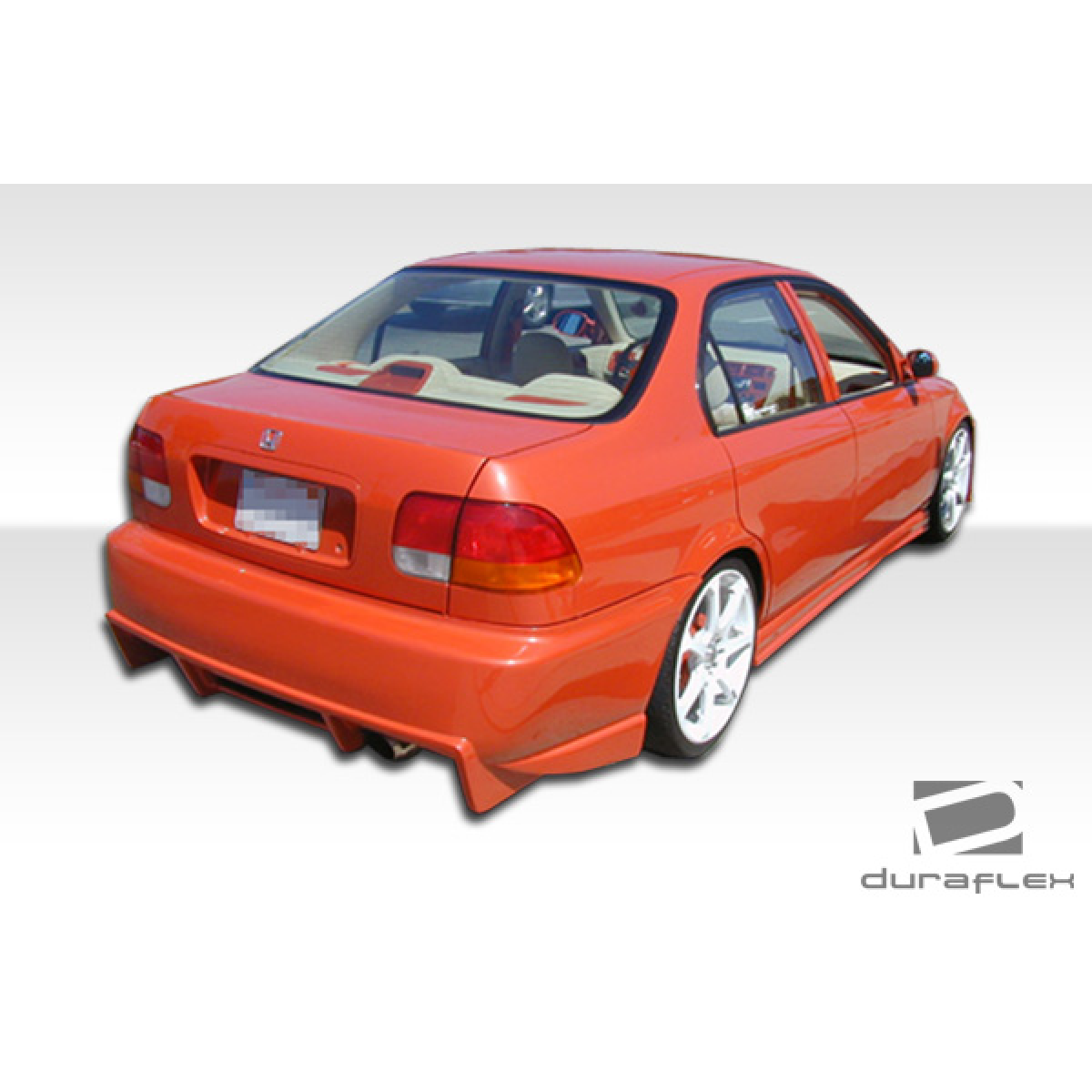 Modify your Honda Civic 1996 with our Exterior/Side Skirts - Angled view from the rear right side of the vehicle