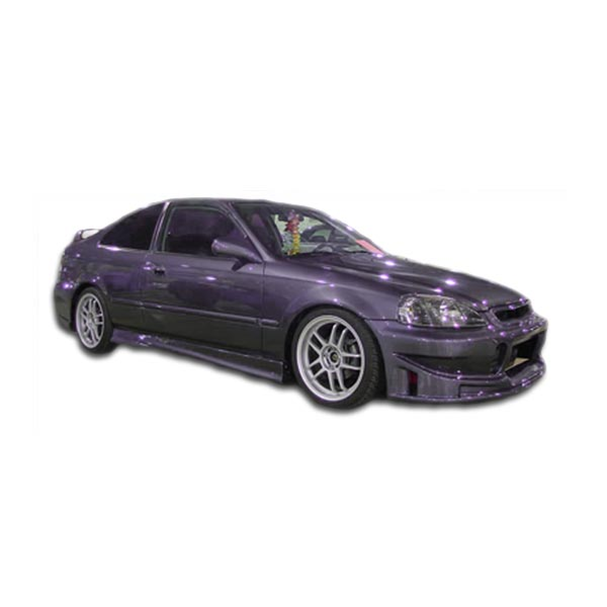 Modify your Honda Civic 1996 with our Exterior/Complete Body Kits - Side angle view of vehicle showing side skirts