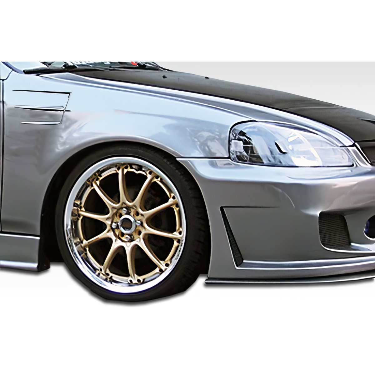 Modify your Honda Civic 1996 with our Exterior/Fenders - Angled view of front fender and wheel section