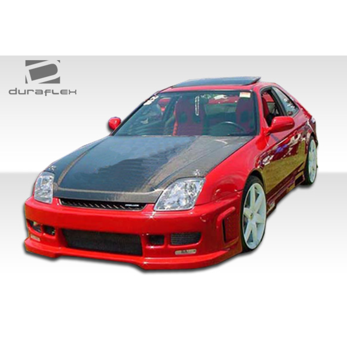 Modify your Honda Prelude 1997 with our Exterior/Complete Body Kits - Front three quarter view of car showing side skirts