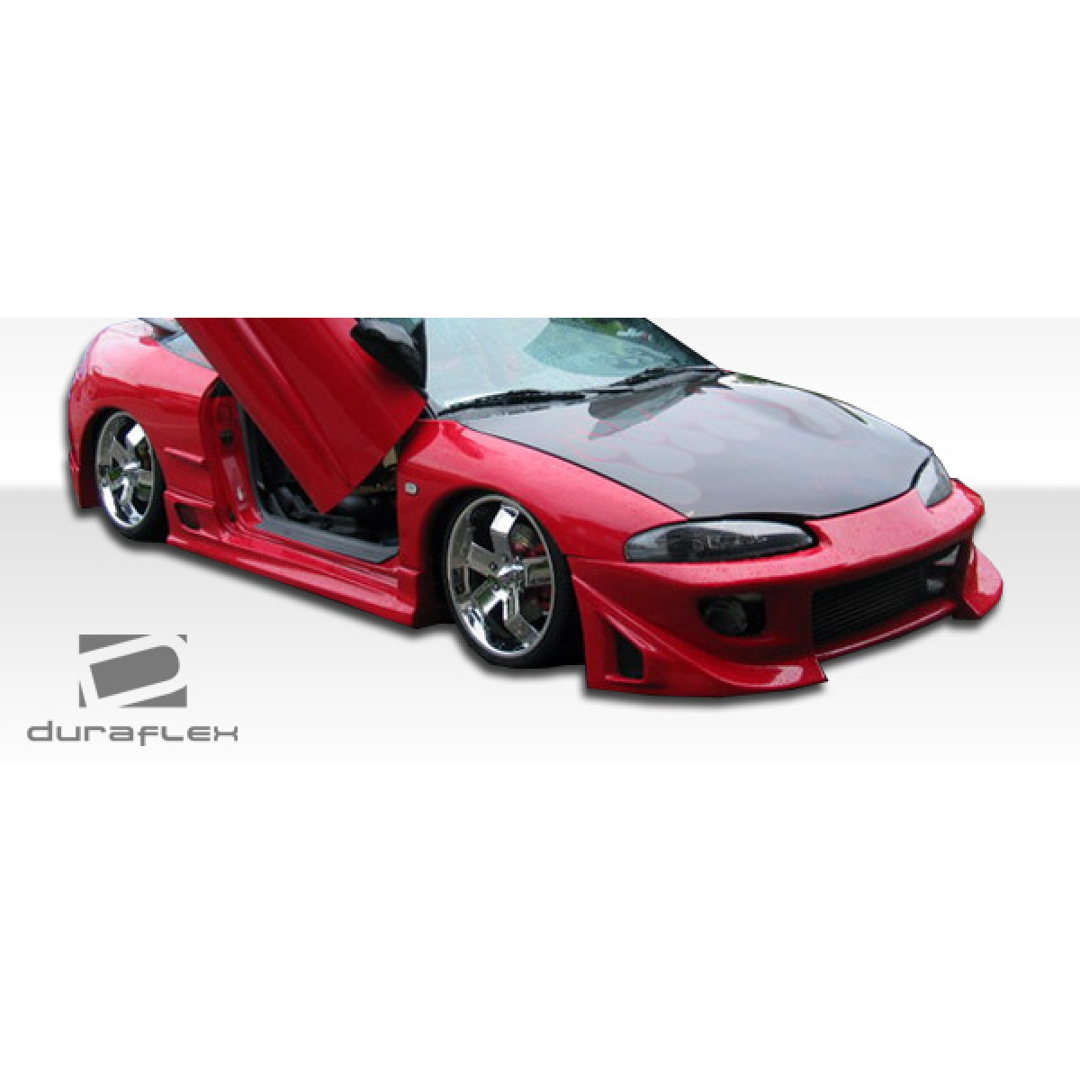 Modify your Eagle Talon 1997 with our Exterior/Front Bumpers or Lips - Front view at low angle of a modified car