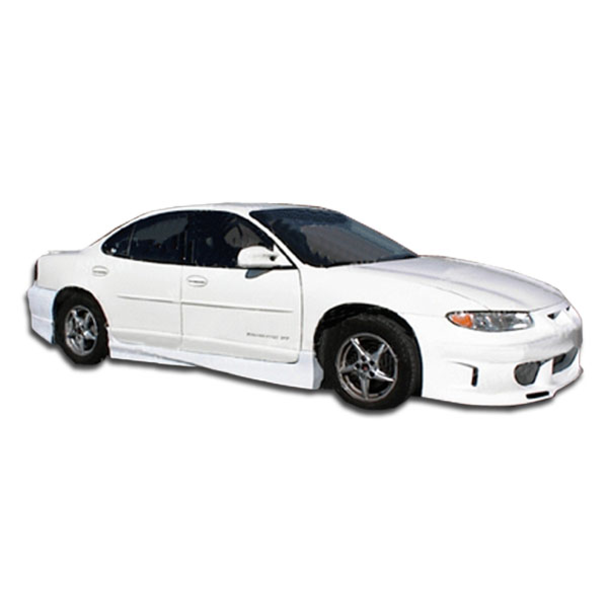 Modify your Pontiac Grand Prix 1997 with our Exterior/Complete Body Kits - Side angle view of a white Pontiac Grand Prix