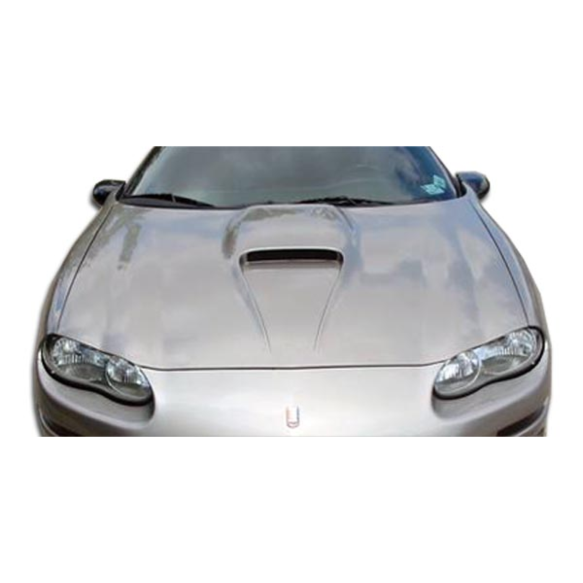 Modify your Chevrolet Camaro 1998 with our Exterior/Hoods - Front view of the car hood at a slight angle