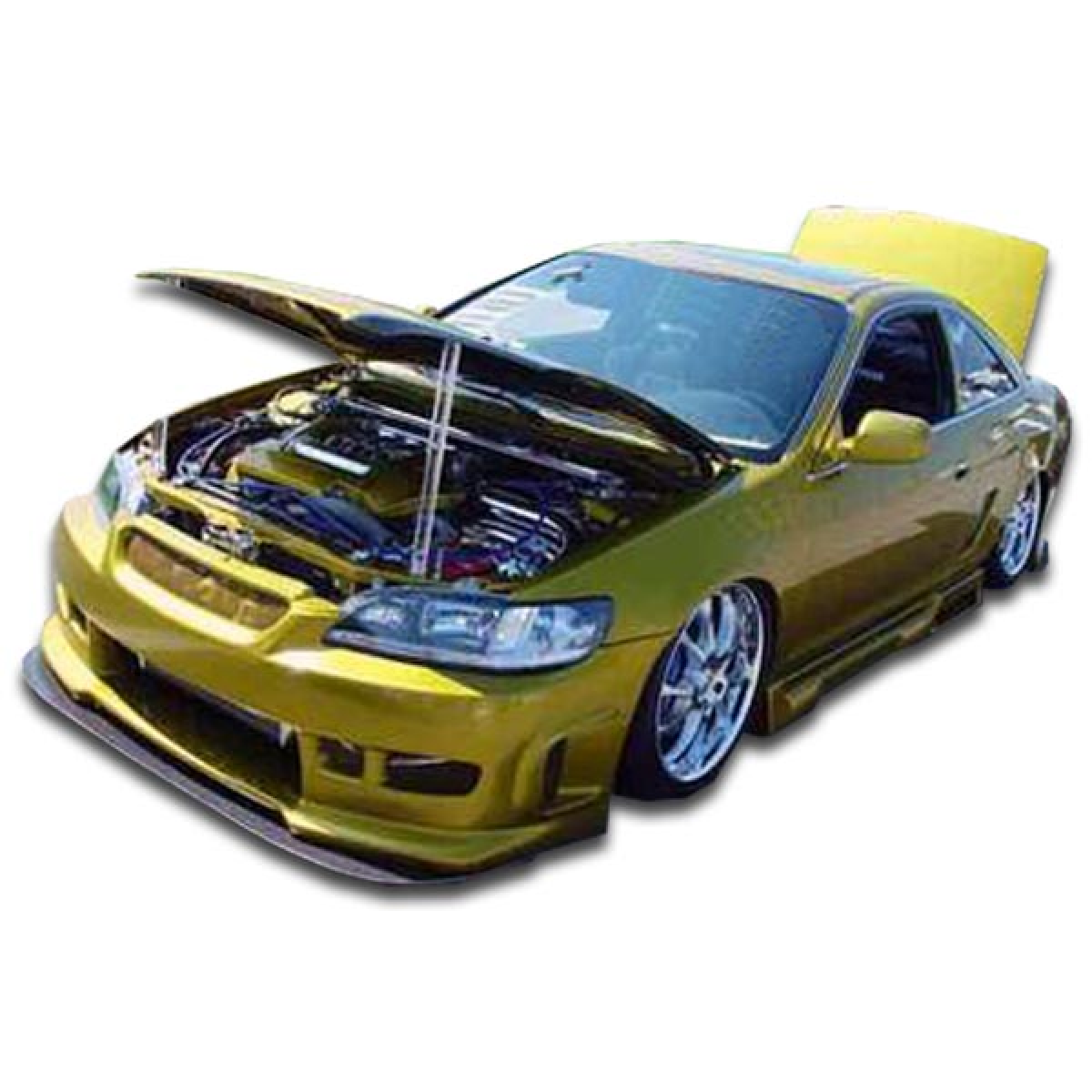 Modify your Honda Accord 1998 with our Exterior/Front Bumpers or Lips - Front angle view of custom car with hood open