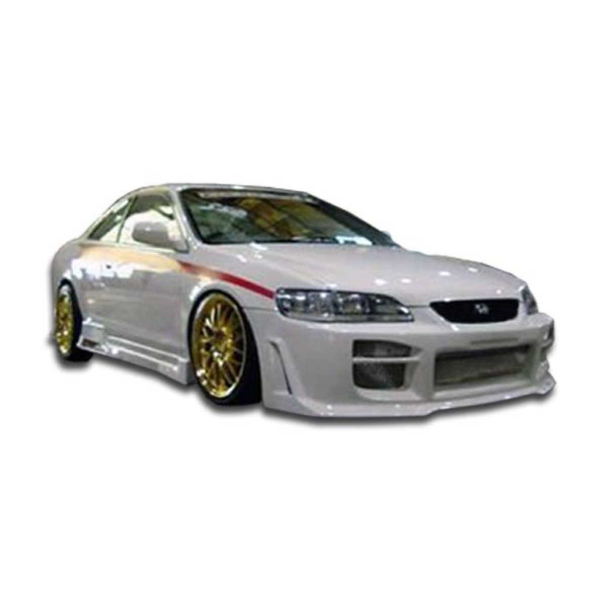 Modify your Honda Accord 1998 with our Exterior/Front Bumpers or Lips - Front angle of the vehicle with focus on bumper
