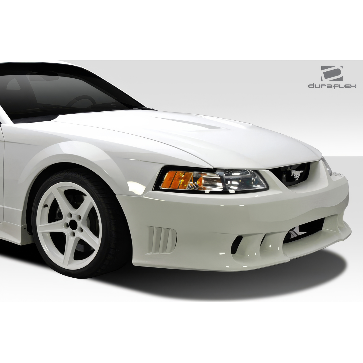 Modify your Ford Mustang 1999 with our Exterior/Front Bumpers or Lips - Front angle of vehicle showing bumper design