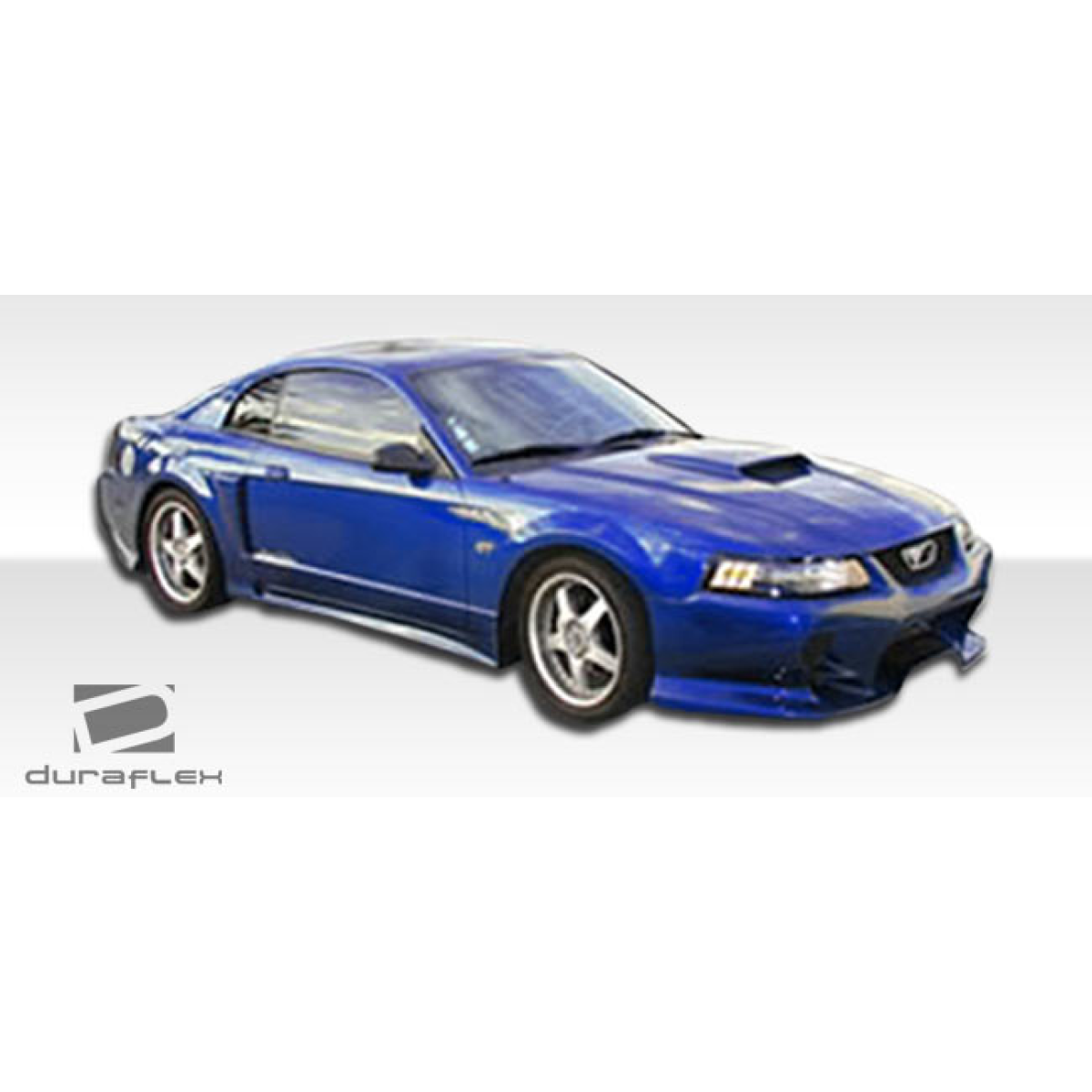 Modify your Ford Mustang 1999 with our Exterior/Front Bumpers or Lips - Front angle view of a modified blue Mustang