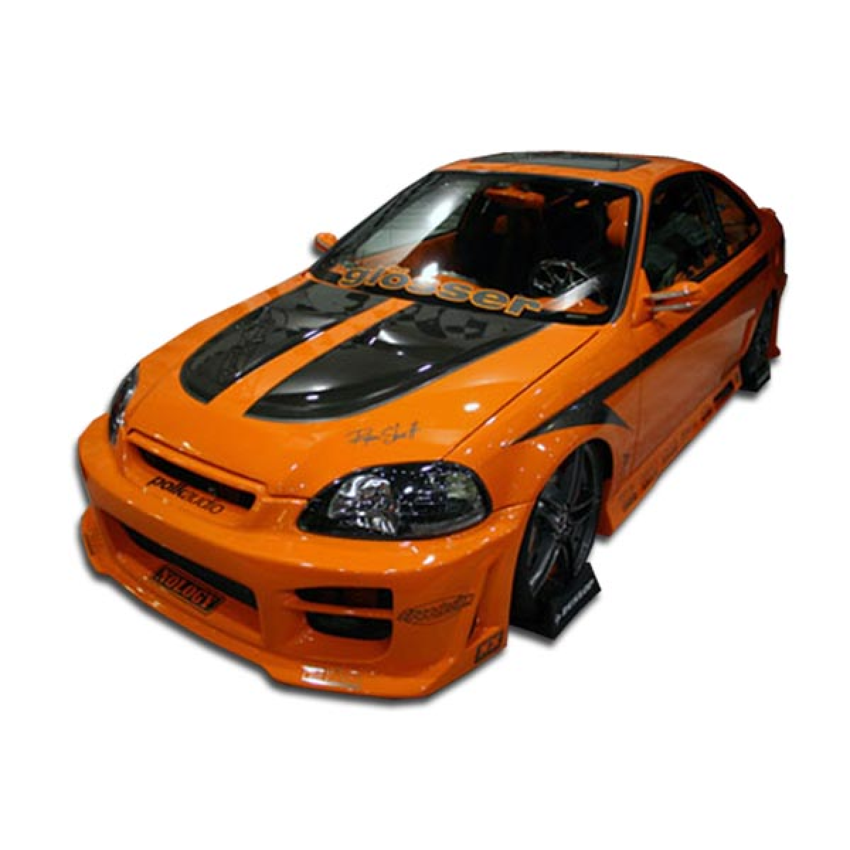 Modify your Honda Civic 1999 with our Exterior/Complete Body Kits - Angle shows front view of the modified Honda Civic