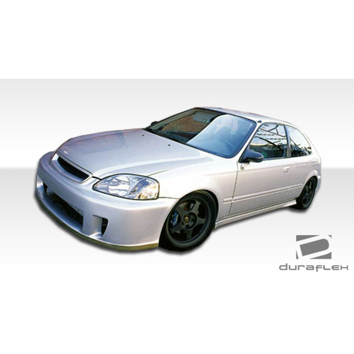 Modify your Honda Civic 1999 with our Exterior/Front Bumpers or Lips - Frontal angle view of the vehicle from the side