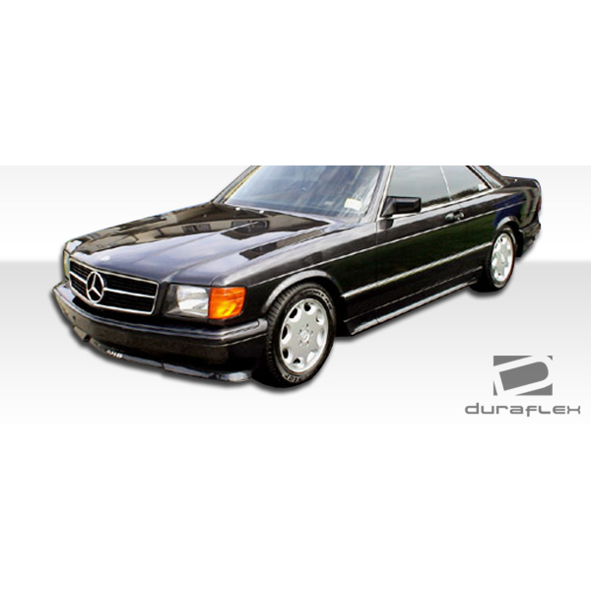 Modify your Mercedes-Benz S-Class 1981 with our Exterior/Complete Body Kits - Front angle view of the vehicle showing side skirts