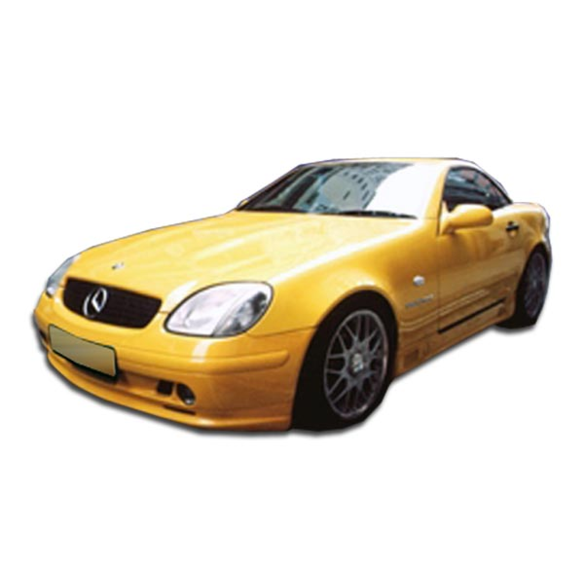 Modify your Mercedes-Benz SLK-Class 1998 with our Exterior/Front Bumpers or Lips - Front angle view of a yellow SLK-Class car