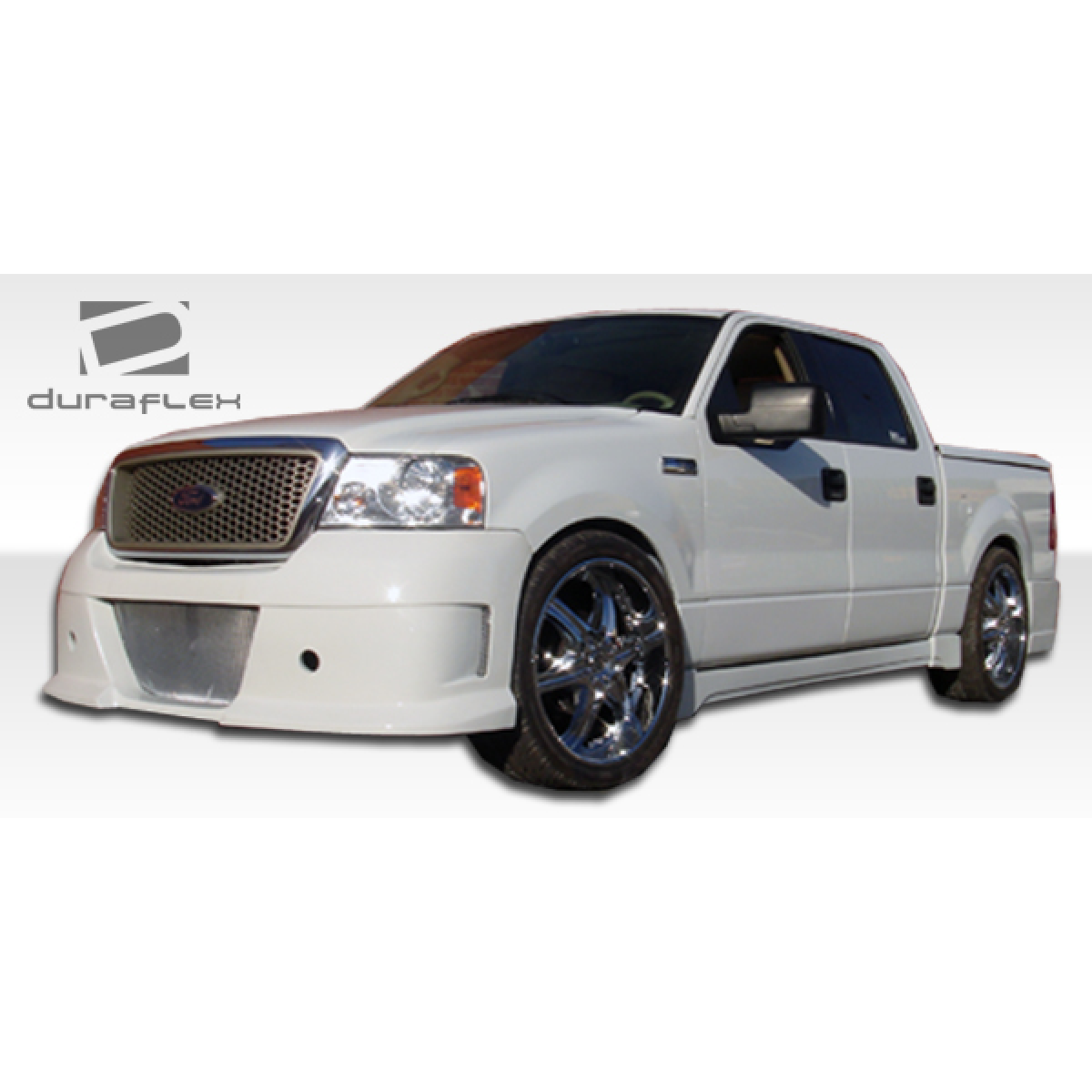 Modify your Ford F-150 2004 with our Exterior/Side Skirts - Side angle view of a modified Ford F-150