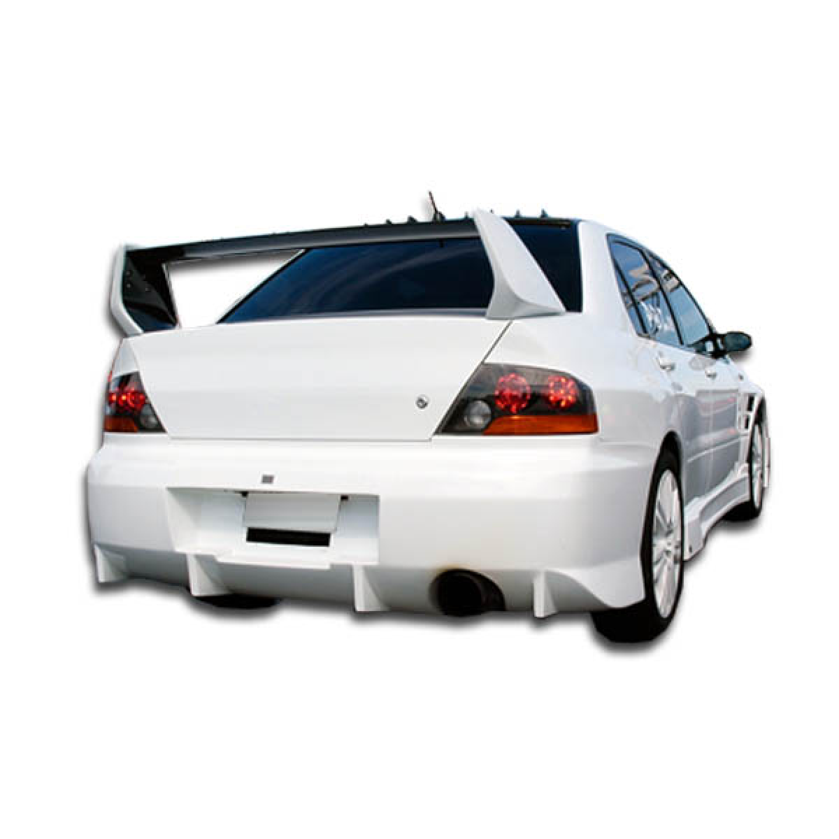 Modify your Mitsubishi Evolution 2002 with our Exterior/Wings - View from the rear angle of the vehicle