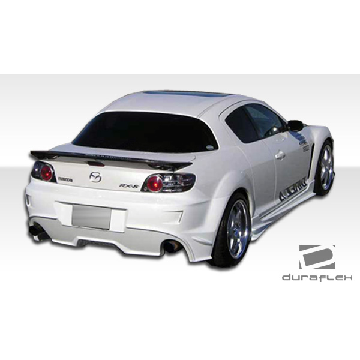 Modify your Mazda RX-8 2004 with our Exterior/Side Skirts - Rear three quarter angle of the vehicle