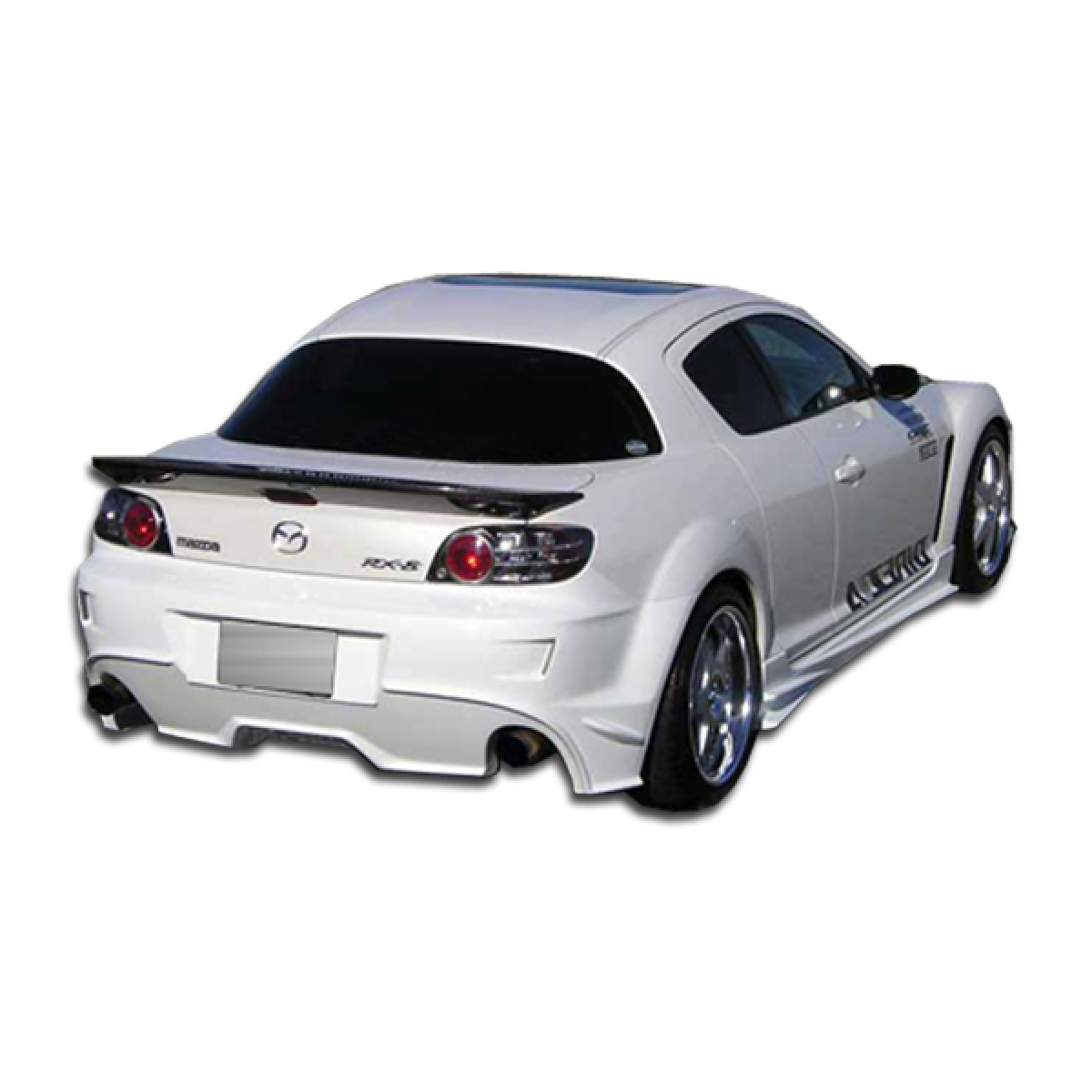 Modify your Mazda RX-8 2004 with our Exterior/Rear Bumpers or Lips - Rear three quarter angle view of Mazda RX-8