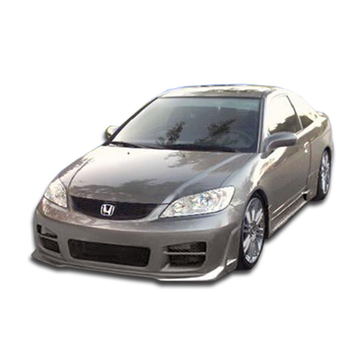 Modify your Honda Civic 2004 with our Exterior/Complete Body Kits - Front angle view of vehicle showing bumper design