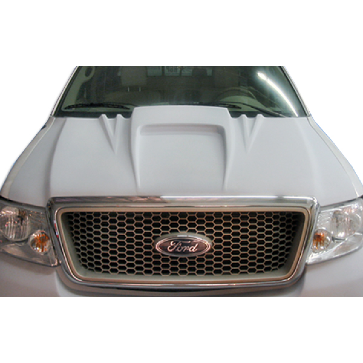 Modify your Ford F-150 2004 with our Exterior/Hoods - Front view of hood at a straight angle