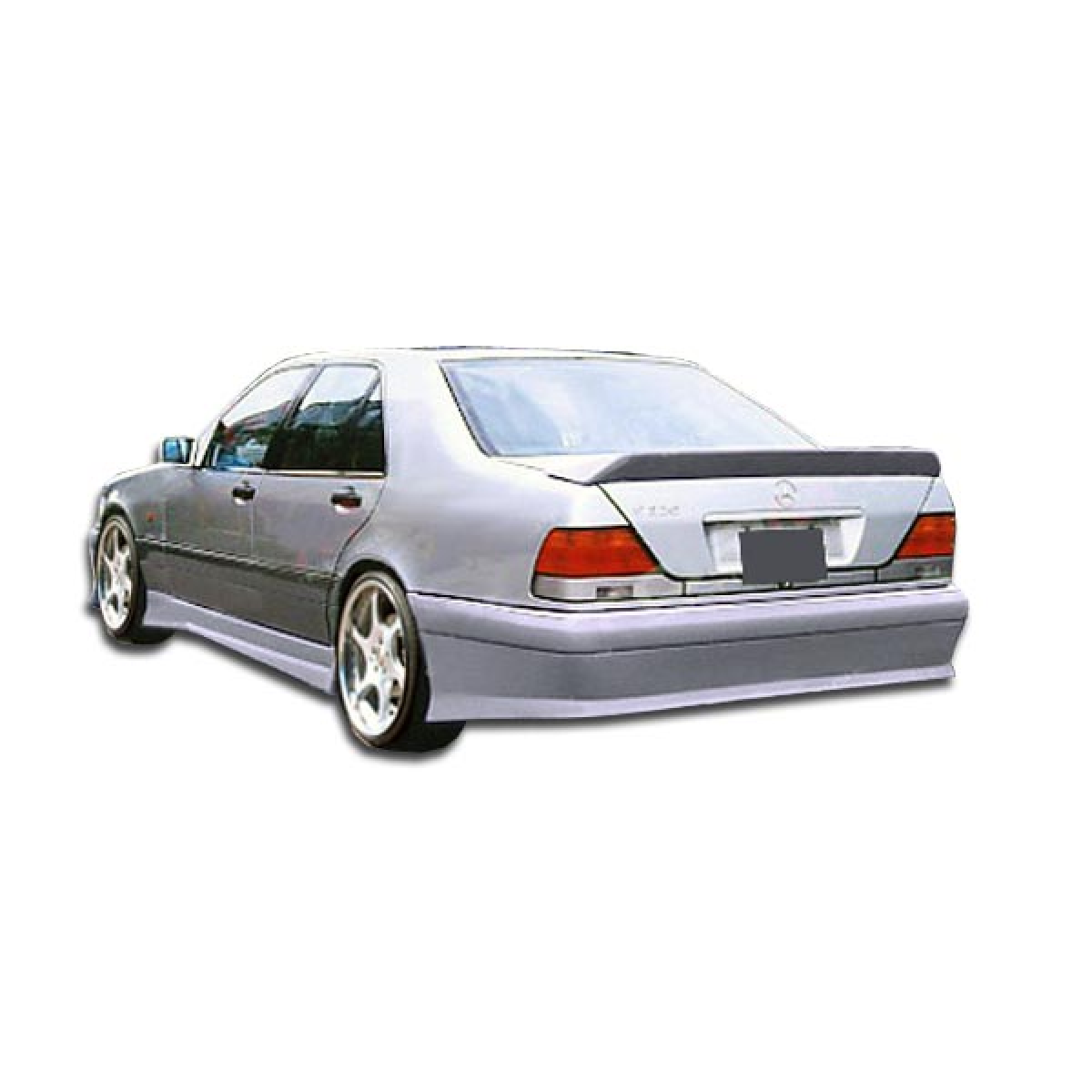 Modify your Mercedes-Benz S-Class 1992 with our Exterior/Side Skirts - Rear angle view of Mercedes S Class