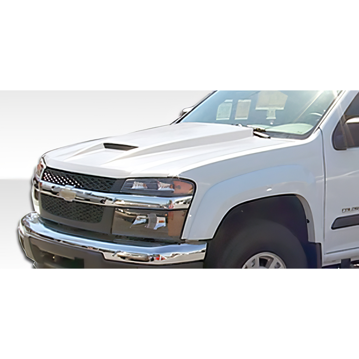 Modify your Chevrolet Colorado 2004 with our Exterior/Hoods - Front angle showing the hood of the truck